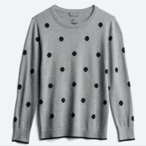 Market & Spruce Roadith Crew Neck Cotton Blend Pullover Gray polka dot Medium